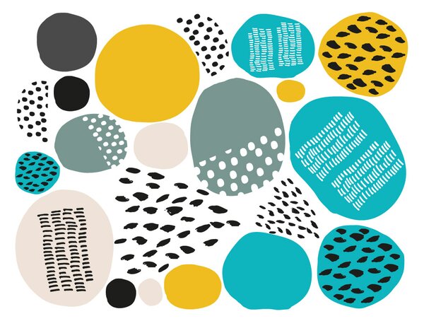 FUGU Přemístitelné samolepky na zeď Abstrakt Kids - yellow Rozměr: MALÝ: (š x v) samolepky od 8 - 40 cm