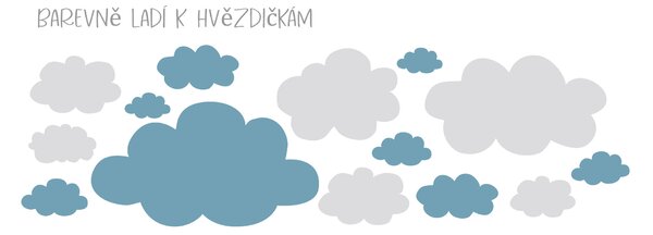 FUGU Přelepovací mráčky modra-seda - samolepky na zeď
