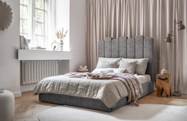 -25 % Dny MOMENTI– Šedá sametová dvoulůžková postel Miuform Dreamy Aurora 180 x 200 cm
