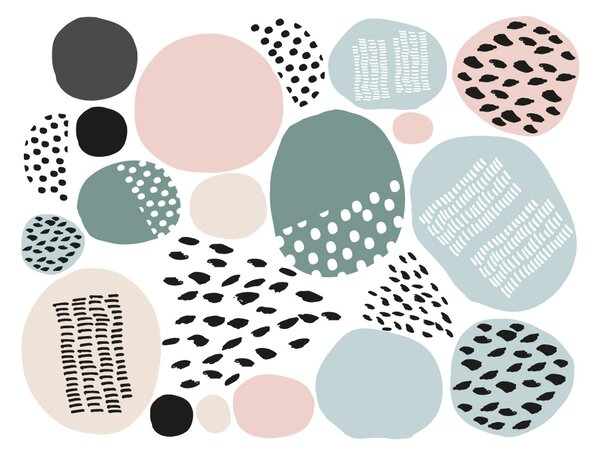 FUGU Přemístitelné samolepky na zeď Abstrakt Kids - pink Rozměr: MALÝ: (š x v) samolepky od 8 - 40 cm