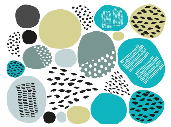 FUGU Přemístitelné samolepky na zeď Abstrakt Kids - blue Rozměr: MALÝ: (š x v) samolepky od 8 - 40 cm