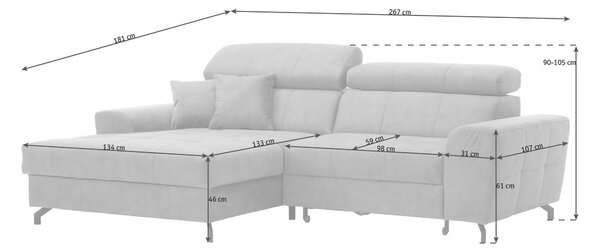 ROHOVÁ SEDAČKA, textil, světle šedá Carryhome - Sedací soupravy, Online Only