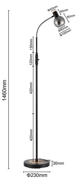 STOJACÍ LAMPA, 23/146 cm Novel - Stojací lampy