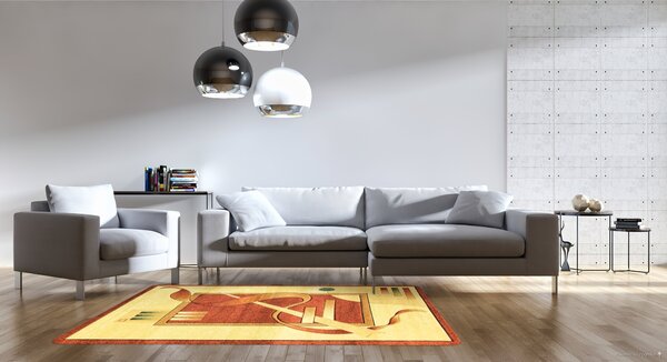 Berfin Dywany, Kusový koberec Adora 7052 V (Vizon), 140x190, oranžová, chodba / předsíň