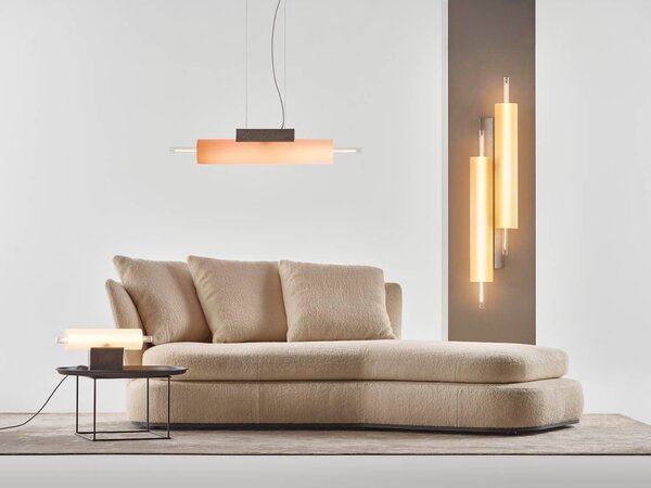 Brokis Designové závěsné svítidlo Overlay L, PC1405 Barva skla: transparentní sklo (CGC23), Povrchová úprava baldachýnu: vysokohodnotný beton se střepy - bílý (CCSC2882), Povrchová úprava základny: vysokohodnotný beton se střepy - bílý (CSFB2879)
