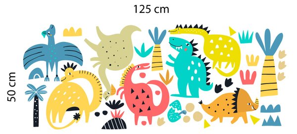 Fugu.cz Textilní samolepky na zeď Dinosauři - přelepovací
