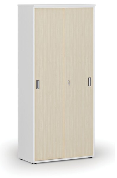 Skříň se zasouvacími dveřmi PRIMO WHITE, 800 x 420 x 1781 mm, bílá/bříza