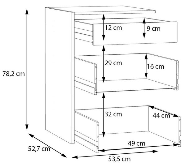 VNITŘNÍ ZÁSUVKY, světle šedá, 53,5/78,2/52,7 cm Carryhome - Šatní skříně