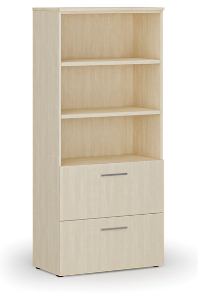 Skříň se zásuvkami pro závěsné složky PRIMO WOOD, 800 x 420 x 1781 mm, bříza