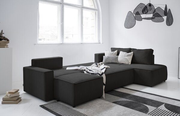 -25 % Dny MOMENTI– Miuform Manšestrová rozkládací pohovka Brave Dave 322 cm, pravá