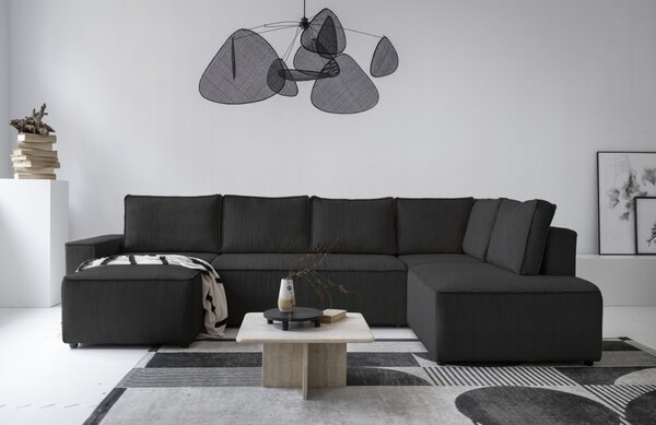 -25 % Dny MOMENTI– Miuform Manšestrová rozkládací pohovka Brave Dave 322 cm, pravá