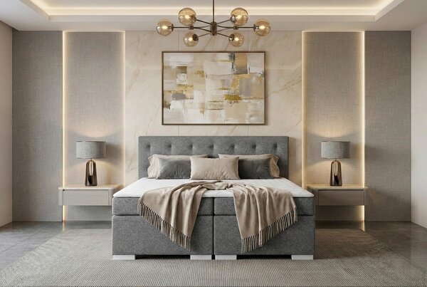 POSTEL BOXSPRING, 180/200 cm, světle šedá MID.YOU - Manželské postele, Online Only