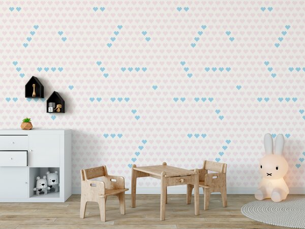 FUGU Samolepicí tapeta Pixel hearts Materiál: Digitální eko vlies - klasická tapeta nesamolepicí