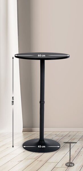 Barový stůl kulatý DS25199, černý / rám černý - v108 x Ø60 cm
