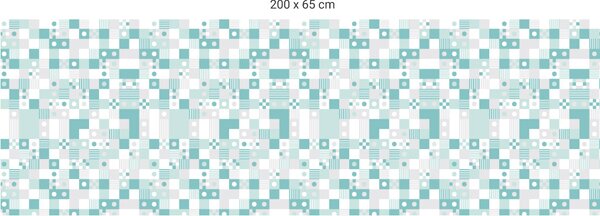 FUGU Pruh za postel - Broken tetris turquoise grey Varianta ochrany zdi: Delší strana postele 200x65 cm