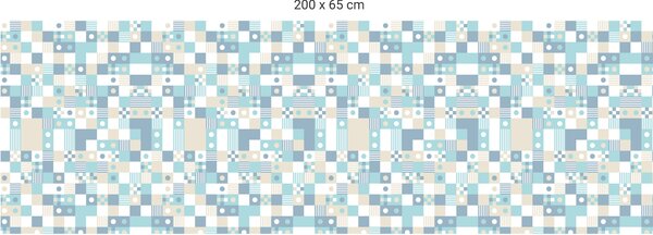 FUGU Pruh za postel - Broken tetris blue beige Varianta ochrany zdi: Delší strana postele 200x65 cm