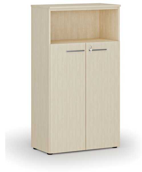 Kombinovaná kancelářská skříň PRIMO WOOD, dveře na 3 patra, 800 x 420 x 1434 mm, bříza