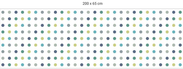 FUGU Pruh za postel - Puntíky barevné - modrá Varianta ochrany zdi: Delší strana postele 200x65 cm