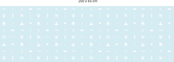 FUGU Ochrana stěny za postel - Pixel wars blue Varianta ochrany zdi: Delší strana postele 200x65 cm