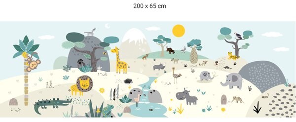 FUGU Ochrana zdi za postel - Veselá Afrika Varianta ochrany zdi: Delší strana postele 200x65 cm