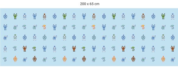 FUGU Ochrana zdi za postel - Roboti blue Varianta ochrany zdi: Delší strana postele 200x65 + čelo 100x65 cm
