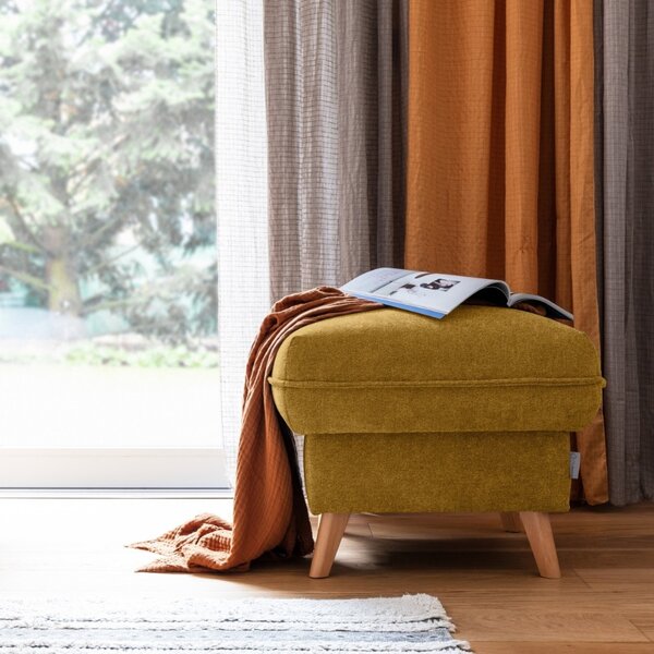 -25 % Dny MOMENTI– Hořčicově žlutá čalouněná podnožka Miuform Sweet Harmony 60 x 60 cm