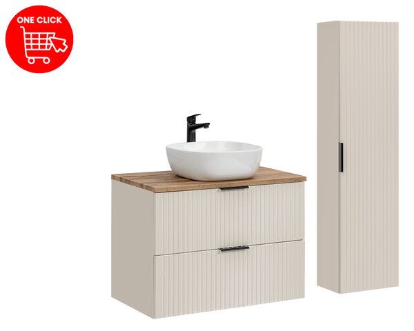 Comad Set koupelnového nábytku Adel Cashmere 80 dub wotan/kašmír mat