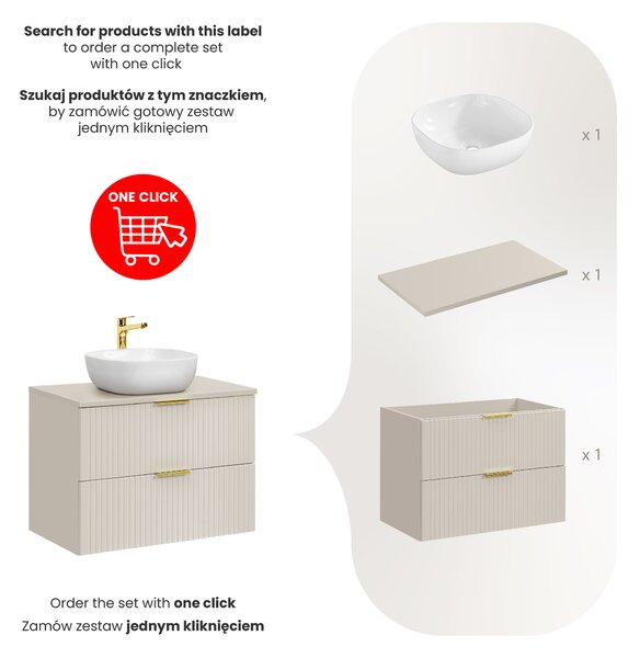 Comad Set koupelnového nábytku Adel Cashmere 80 kašmír mat s umyvadlem