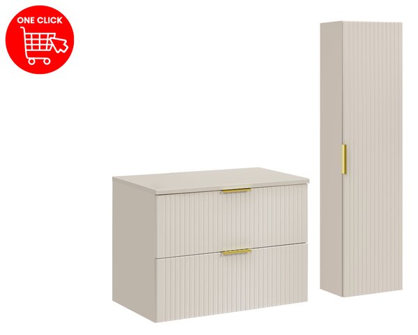 Comad Set koupelnového nábytku Adel Cashmere 80 kašmír mat s vysokou skříňkou
