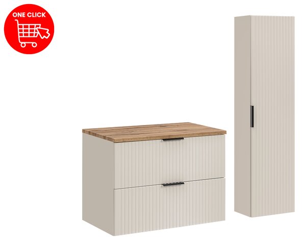 Comad Set koupelnového nábytku Adel Cashmere 80 dub wotan/kašmír mat