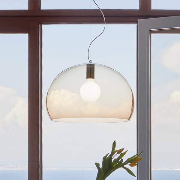 Kartell FL/Y závěsné světlo, Ø 52 cm, hnědá, stmívatelný, Hnědá / rez, Obývací pokoj / jídelna, Plast, Design