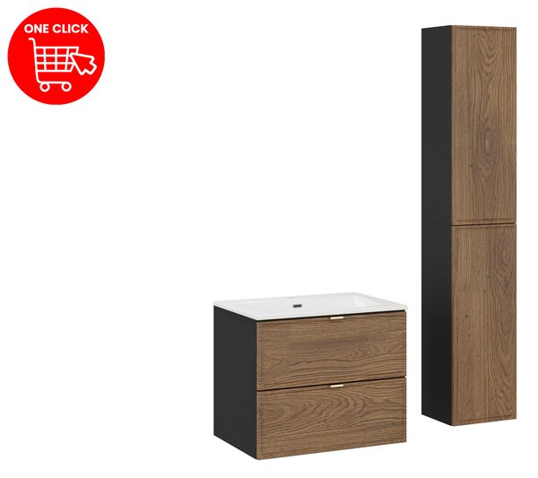 Comad Set koupelnového nábytku Talia Casella 60 černá mat/dub casella