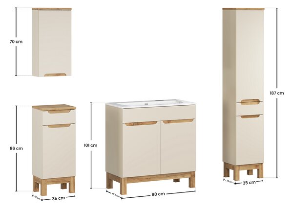 Comad Set koupelnového nábytku Bali Cashmere 80 kašmír mat