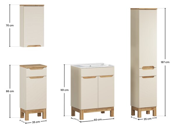 Comad Set koupelnového nábytku Bali Cashmere 60 kašmír mat