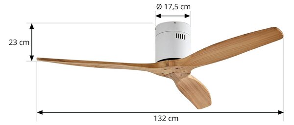 Lucande Stropní ventilátor Vindur, bílý, dřevo, DC, tichý, Bílá / opál, Obývací pokoj / jídelna, kov, Moderní