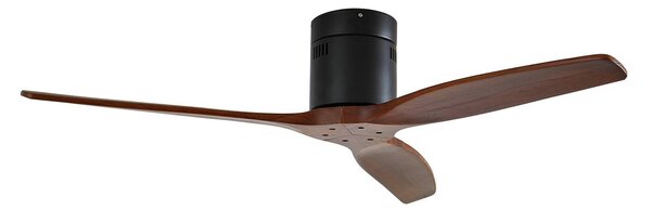 Lucande Stropní ventilátor Vindur, černý, dřevo, DC, tichý, Černá, Obývací pokoj / jídelna, kov, Moderní