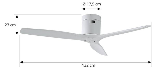 Lucande Stropní ventilátor Vindur, bílý, DC, tichý, Bílá / opál, Obývací pokoj / jídelna, kov, Moderní