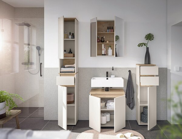 VYSOKÁ SKŘÍŇ, kašmírová, kašmírová, barvy dubu, 30/190/30 cm home24 - Koupelnové série, Online Only