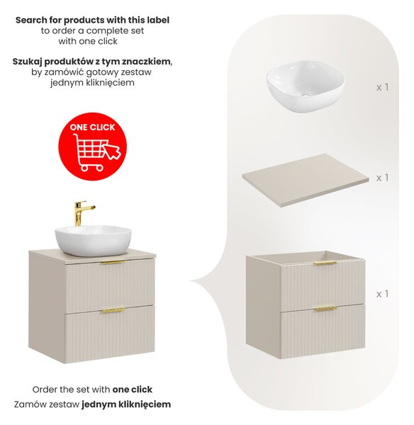 Comad Koupelnová skříňka s deskovým umyvadlem Adel Cashmere 60 kašmír mat