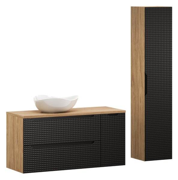 Comad Set koupelnového nábytku Luxor Black 120 dub olejovaný/černá mat