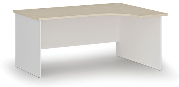 Rohový kancelářský psací stůl PRIMO WHITE, 160x120 cm, pravý, bílá/bříza