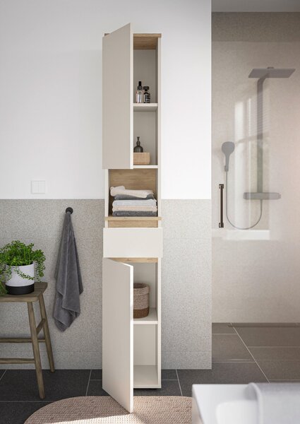 VYSOKÁ SKŘÍŇ, kašmírová, kašmírová, barvy dubu, 30/190/30 cm home24 - Koupelnové série, Online Only
