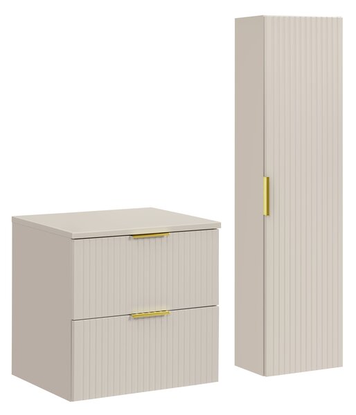 Comad Set koupelnového nábytku Adel Cashmere 60 kašmír mat s vysokou skříňkou se zásuvkami