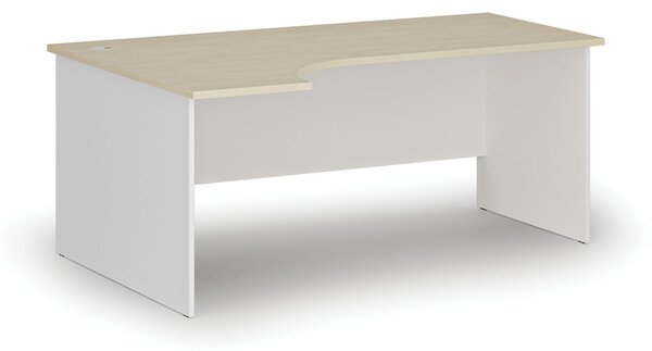 Rohový kancelářský psací stůl PRIMO WHITE, 180x120 cm, levý, bílá/bříza