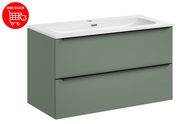 Comad Koupelnová skříňka s nábytkovým umyvadlem Sombra Green 100 rákosově zelená
