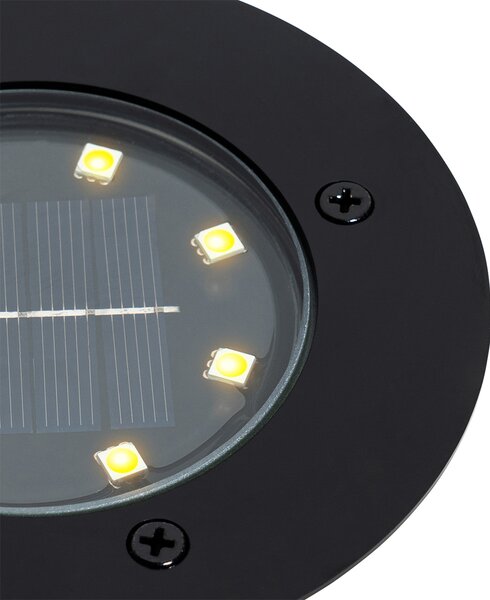Sada 6 zahradních bodových světel černých vč. LED IP65 solárních - Terry