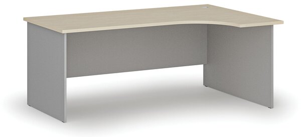 Rohový kancelářský psací stůl PRIMO GRAY, 180x120 cm, pravý, šedá/bříza
