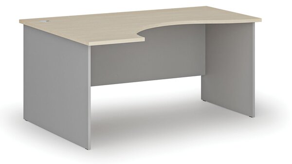 Ergonomický kancelářský psací stůl PRIMO GRAY, 160x120 cm, levý, šedá/bříza