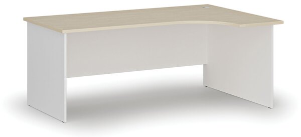 Rohový kancelářský psací stůl PRIMO WHITE, 180x120 cm, pravý, bílá/bříza