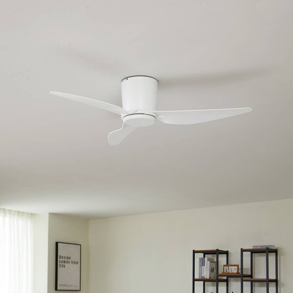 Lindby Stropní ventilátor Aulo, bílý, DC, tichý, Ø 123 cm, Bílá / opál, Obývací pokoj / jídelna, kov, Moderní